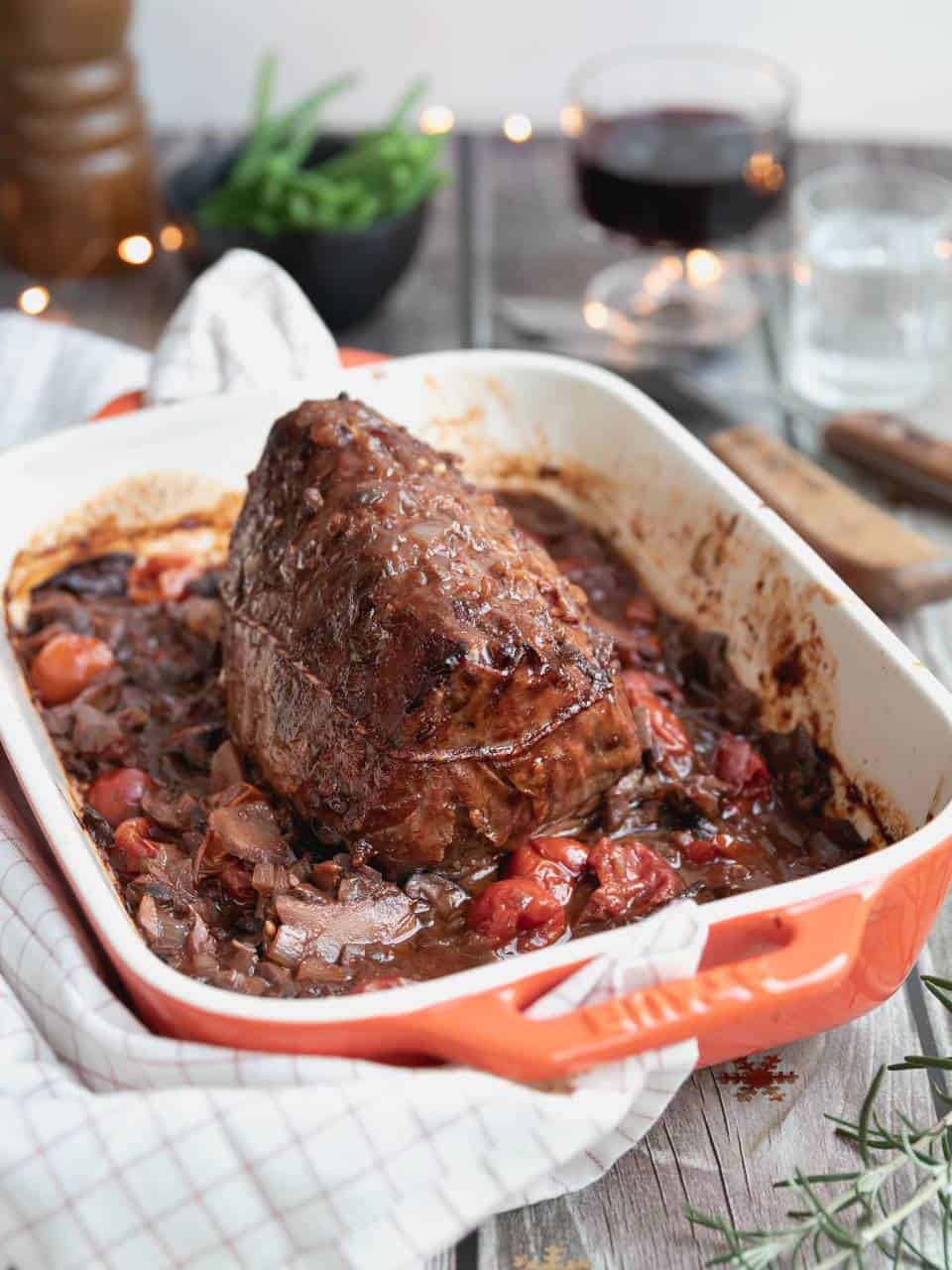 Hoofgerecht kerst: Rosbief met rode wijn saus