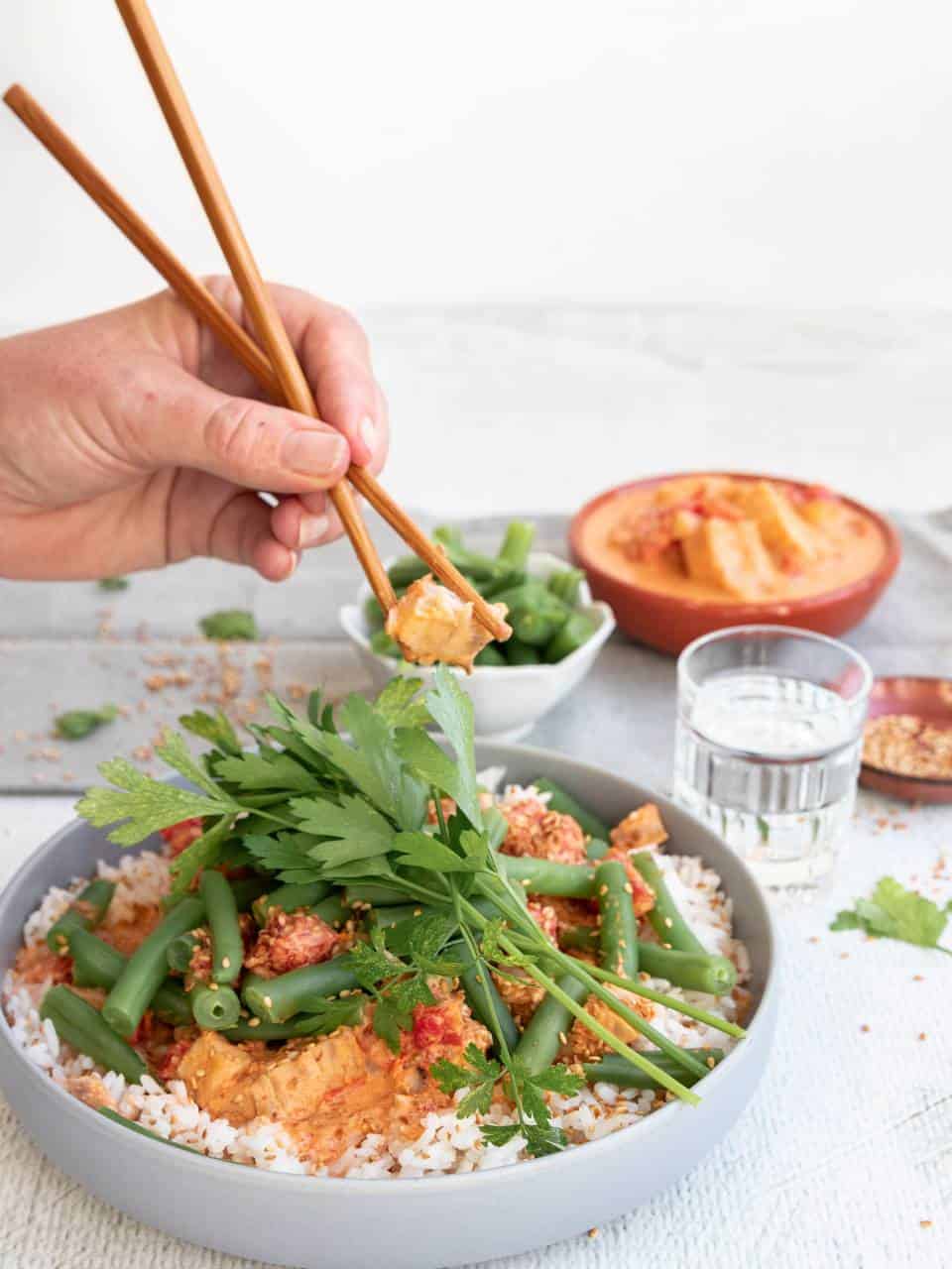 Thaise curry met vis, rode curry, Thaise curry
