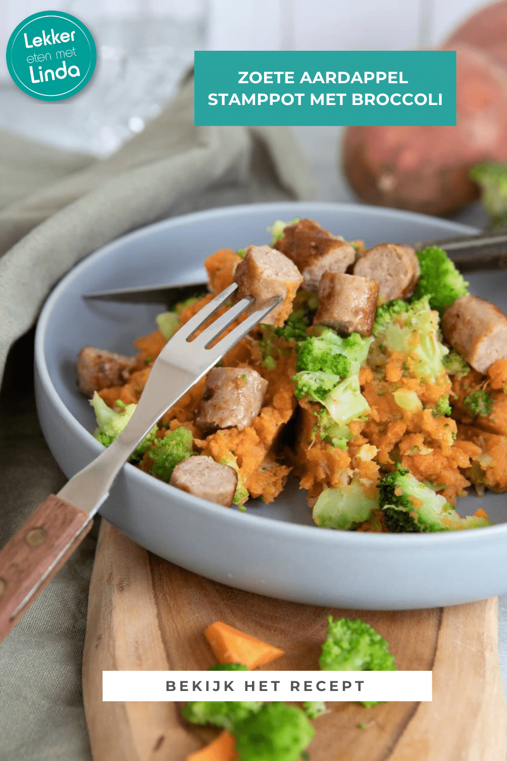 Stamppot met zoete aardappel en broccoli
