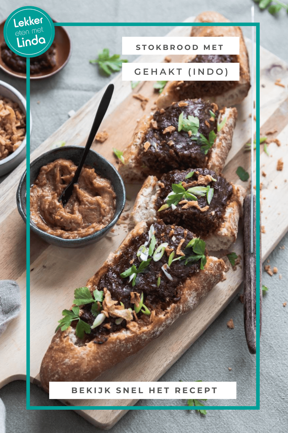 Gevuld stokbrood met gehakt, een makkelijk borrelhapje of bij een kom soep