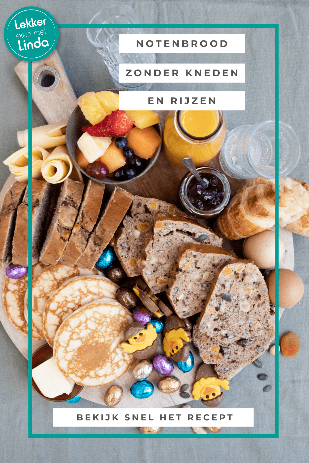 Notenbrood op een ontbijtplank