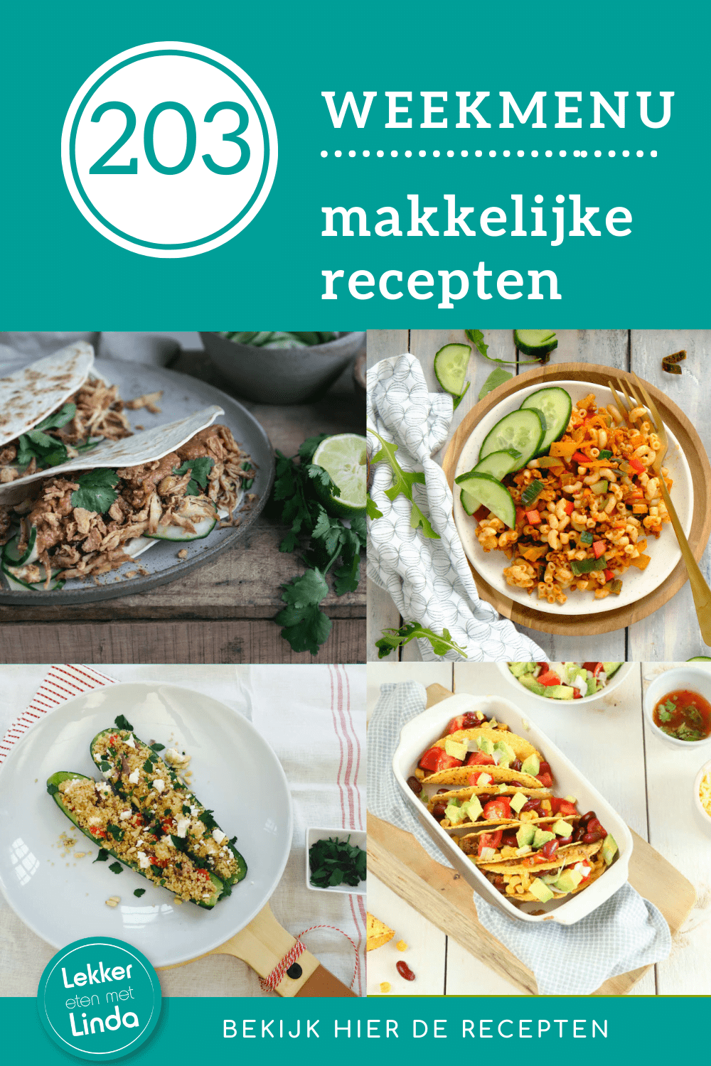 Weekmenu met recepten ter inspiratie voor het avondeten