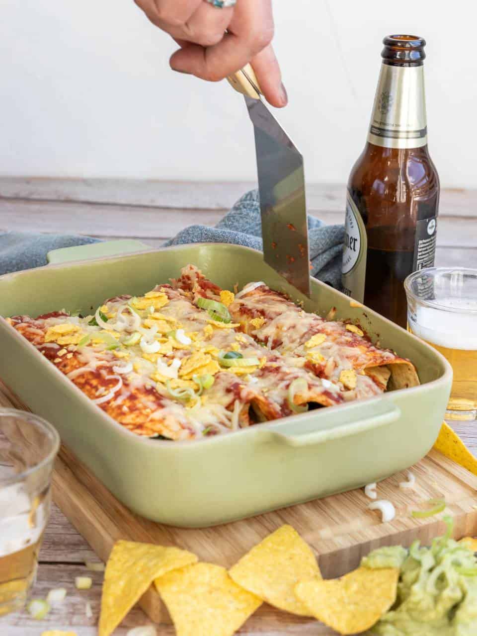 Enchiladas met gehakt en spinazie