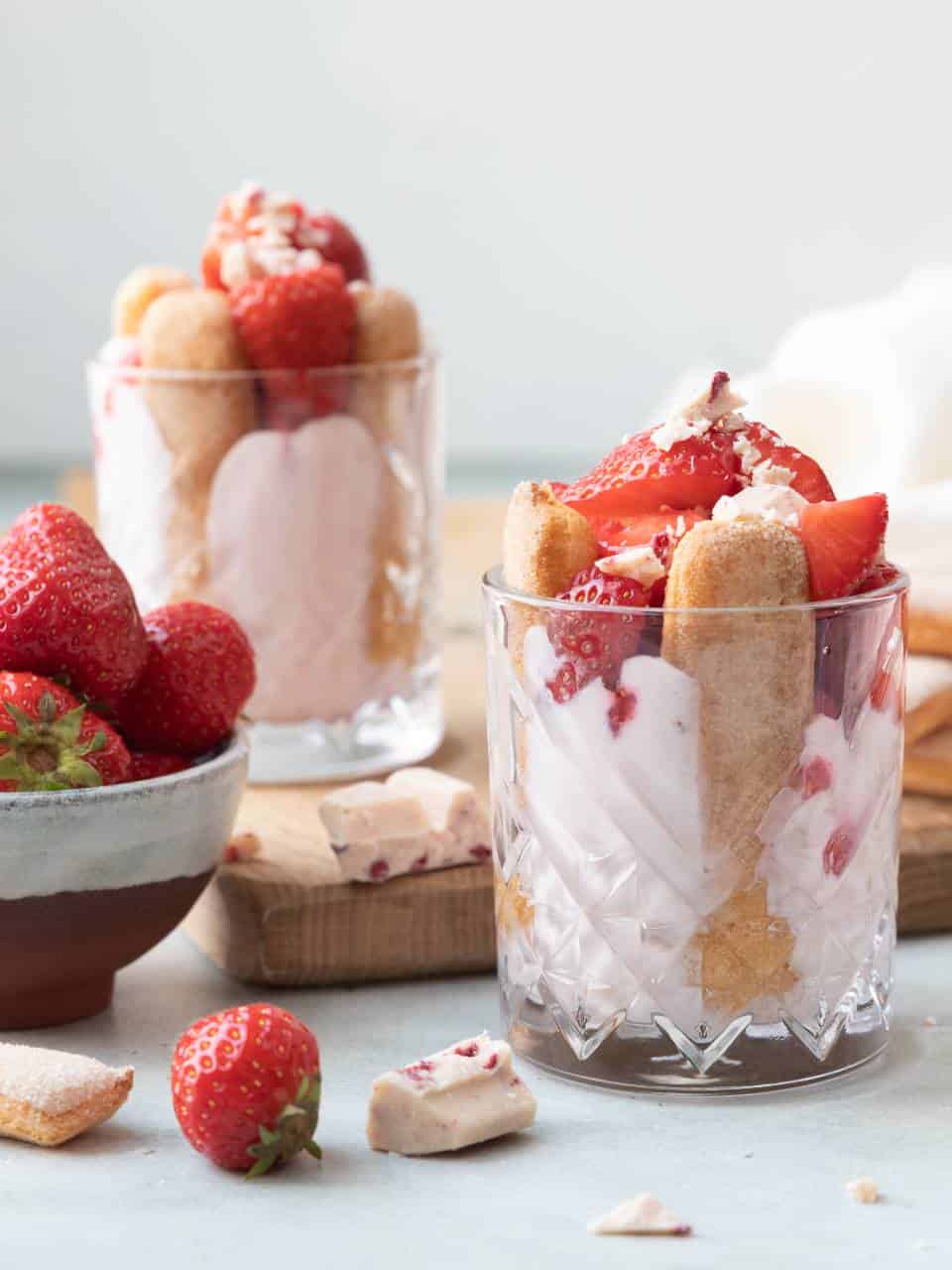 Tiramisu met aardbeien en kwark