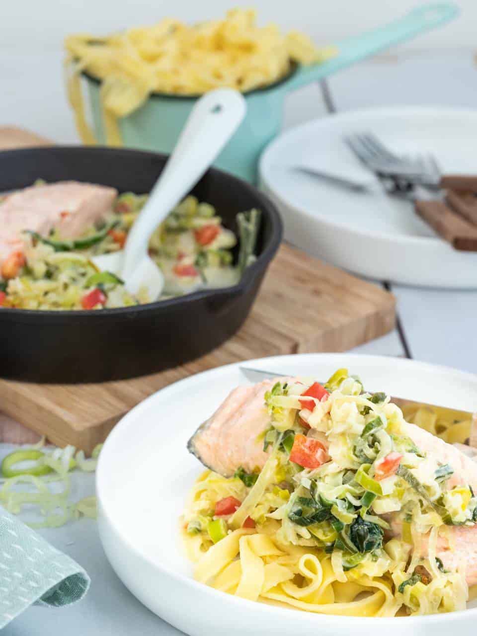 Romige tagliatelle saus met zalm
