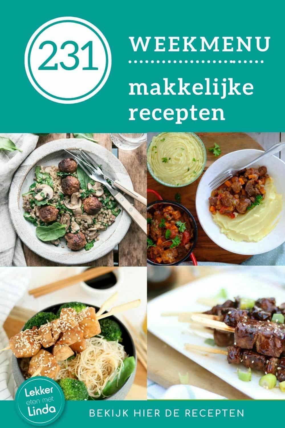 Weekmenu recepten voor het avondeten