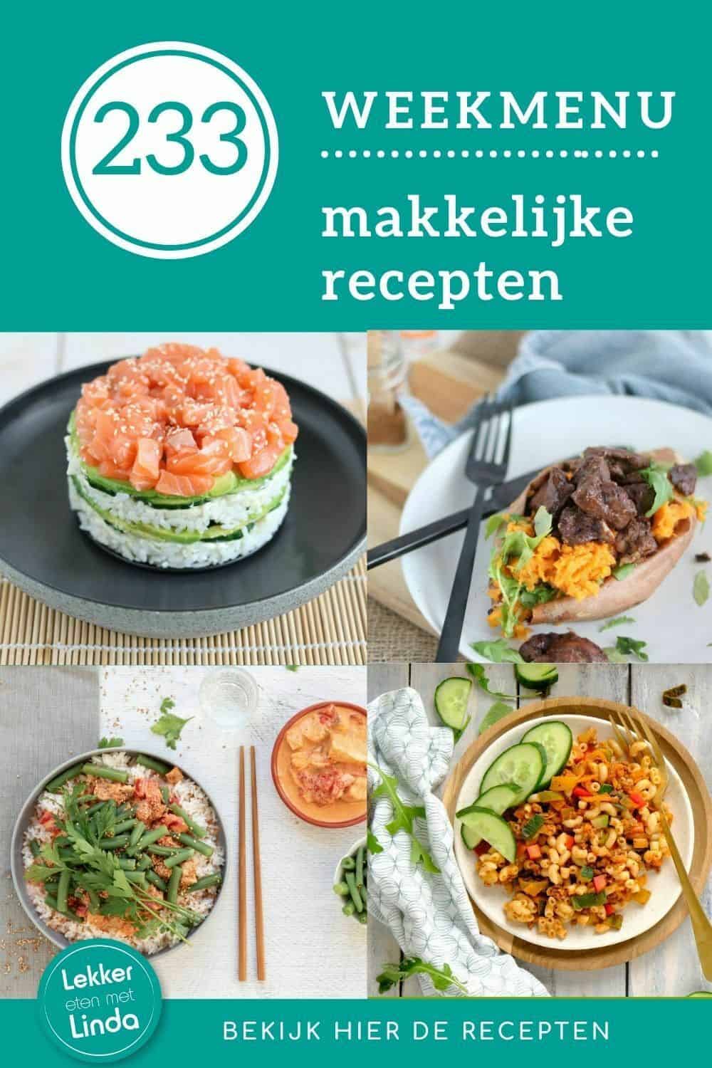 Weekmenu recepten voor het gezin recepten voor het avondeten