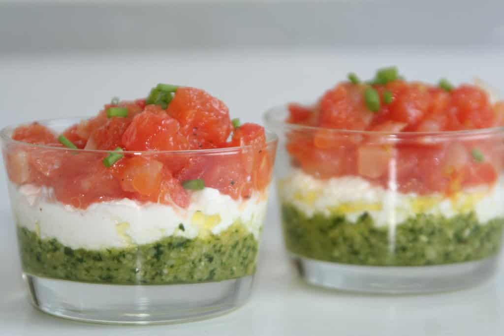 Vegetarische kerstrecepten Italiaanse amuse in een glaasje