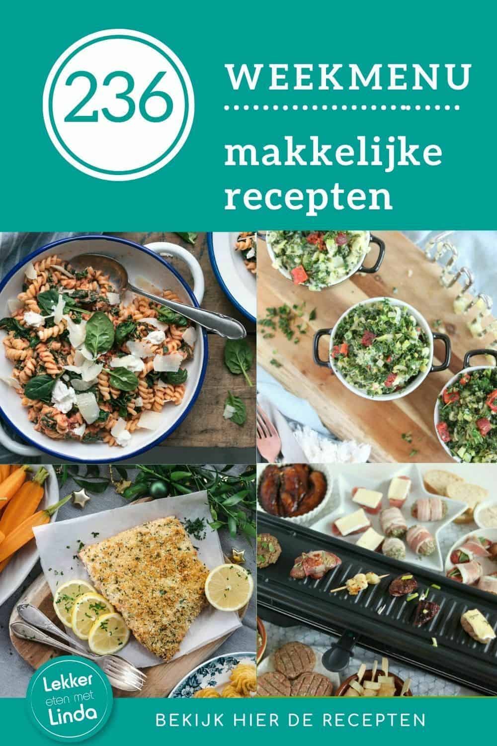 Weekmenu recepten voor het avondeten