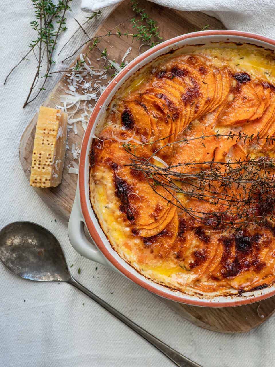 Gratin van zoete aardappel