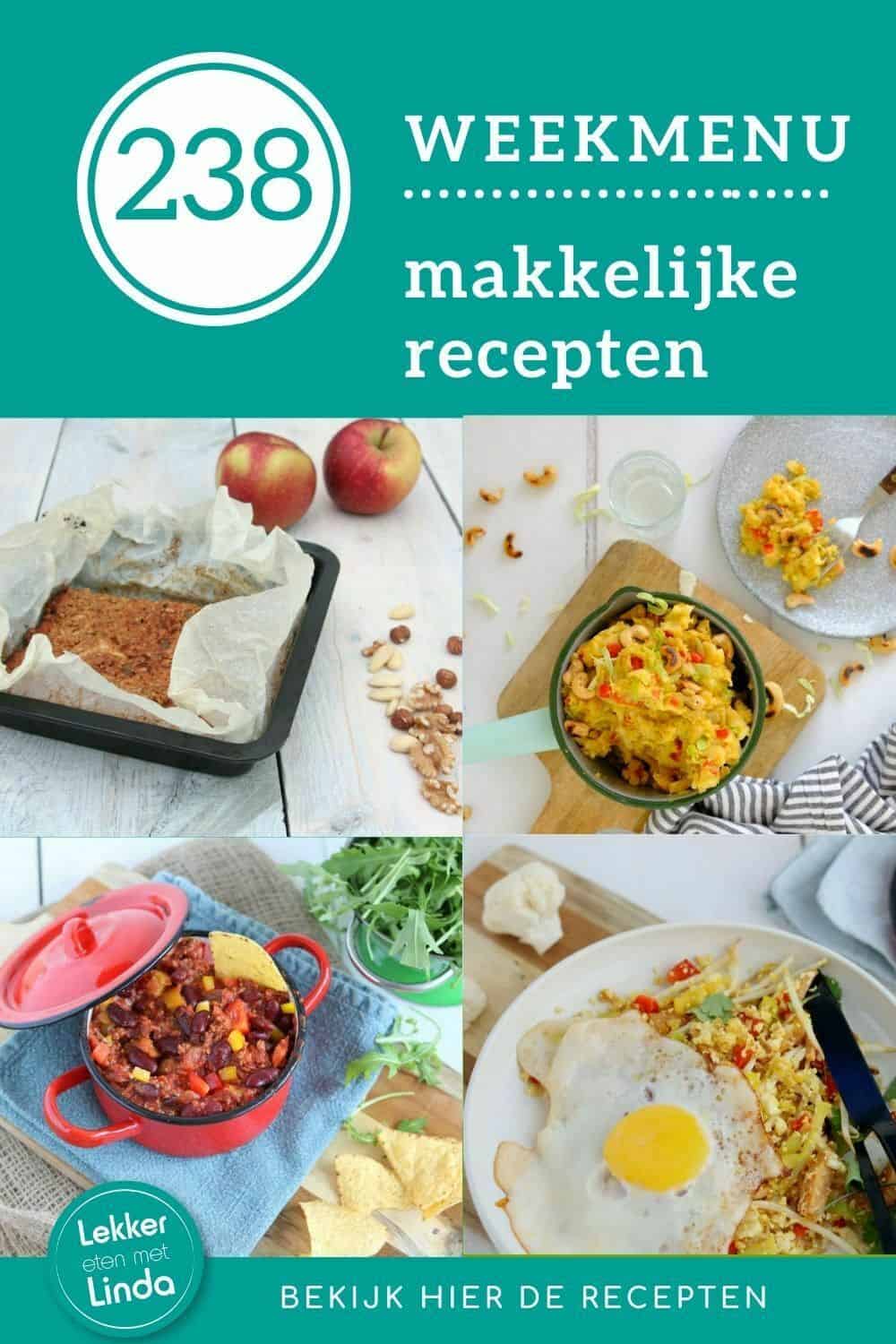 Weekmenu recepten voor het avondeten