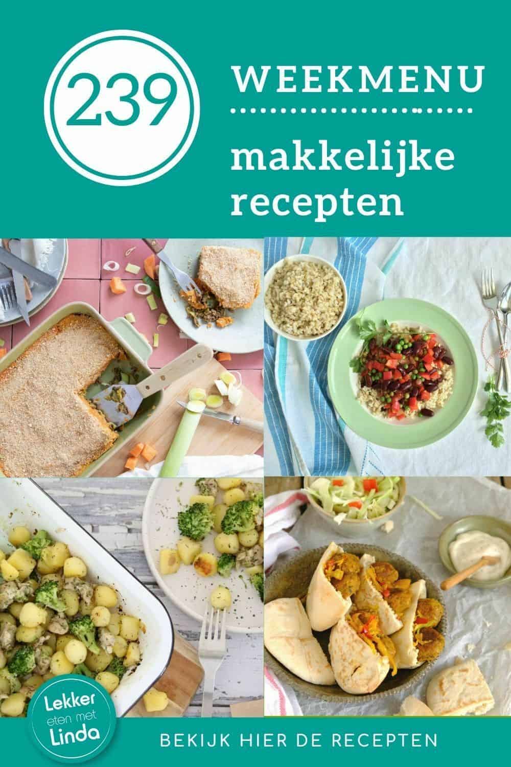 Weekmenu recepten voor het avondeten 