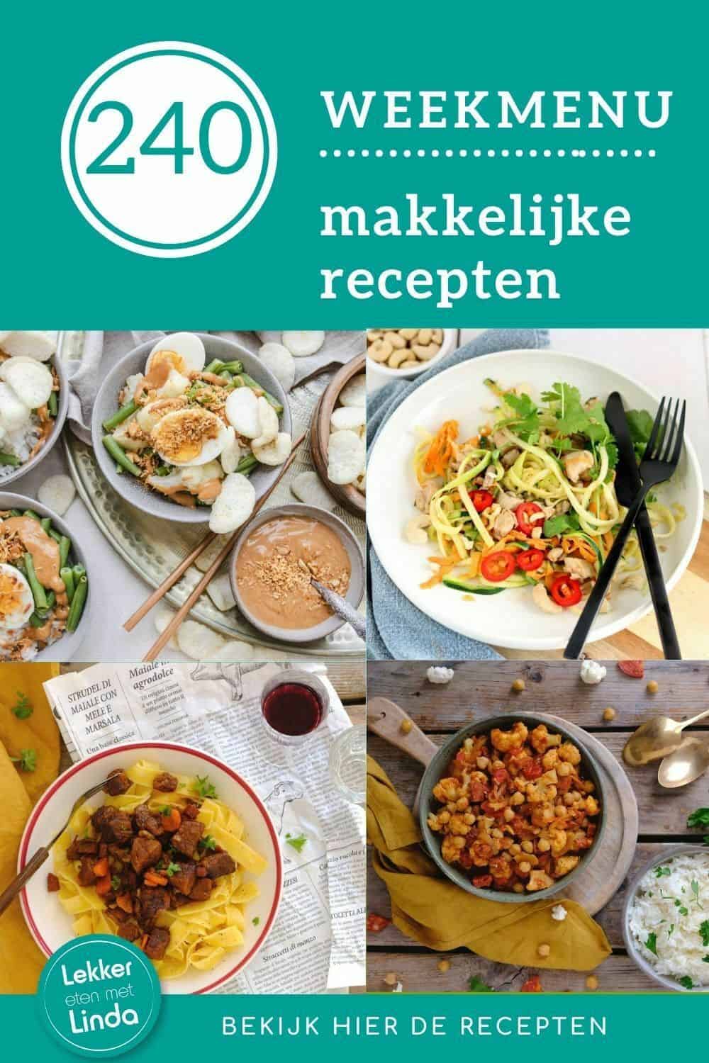 Weekmenu recepten voor het avondeten