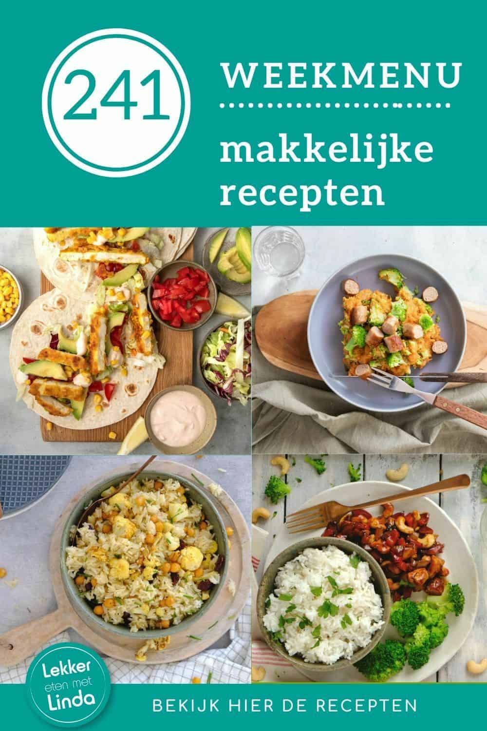 Weekmenu recepten voor avondeten makkelijk