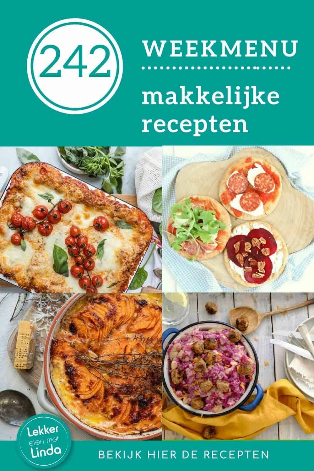Weekmenu recepten voor het avondeten