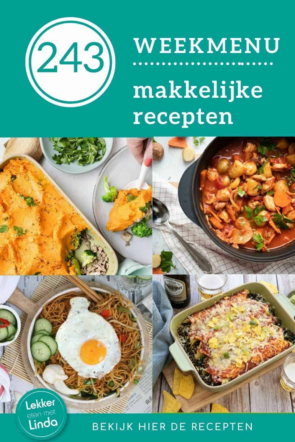 Weekmenu recepten voor het avondeten