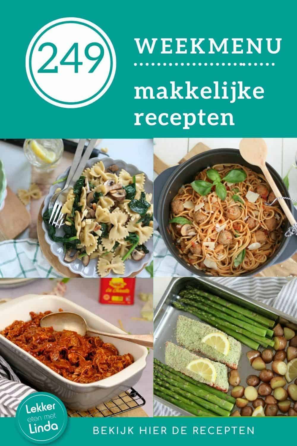 Weekmenu recepten voor het avondeten 