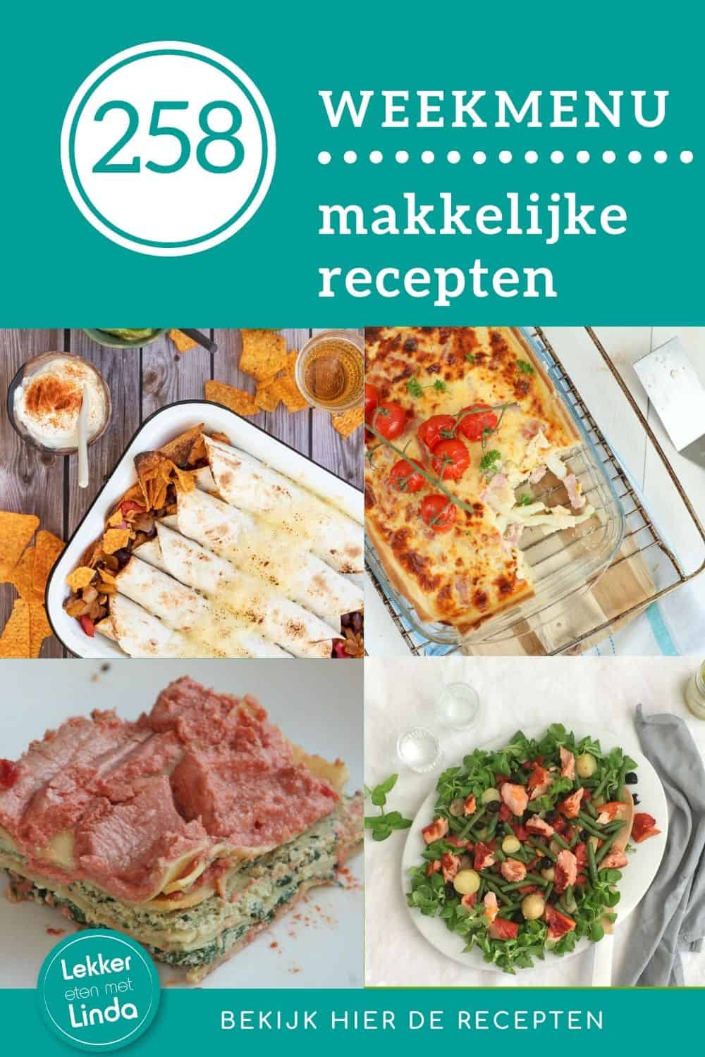 Weekmenu recepten Lekker eten met Linda
