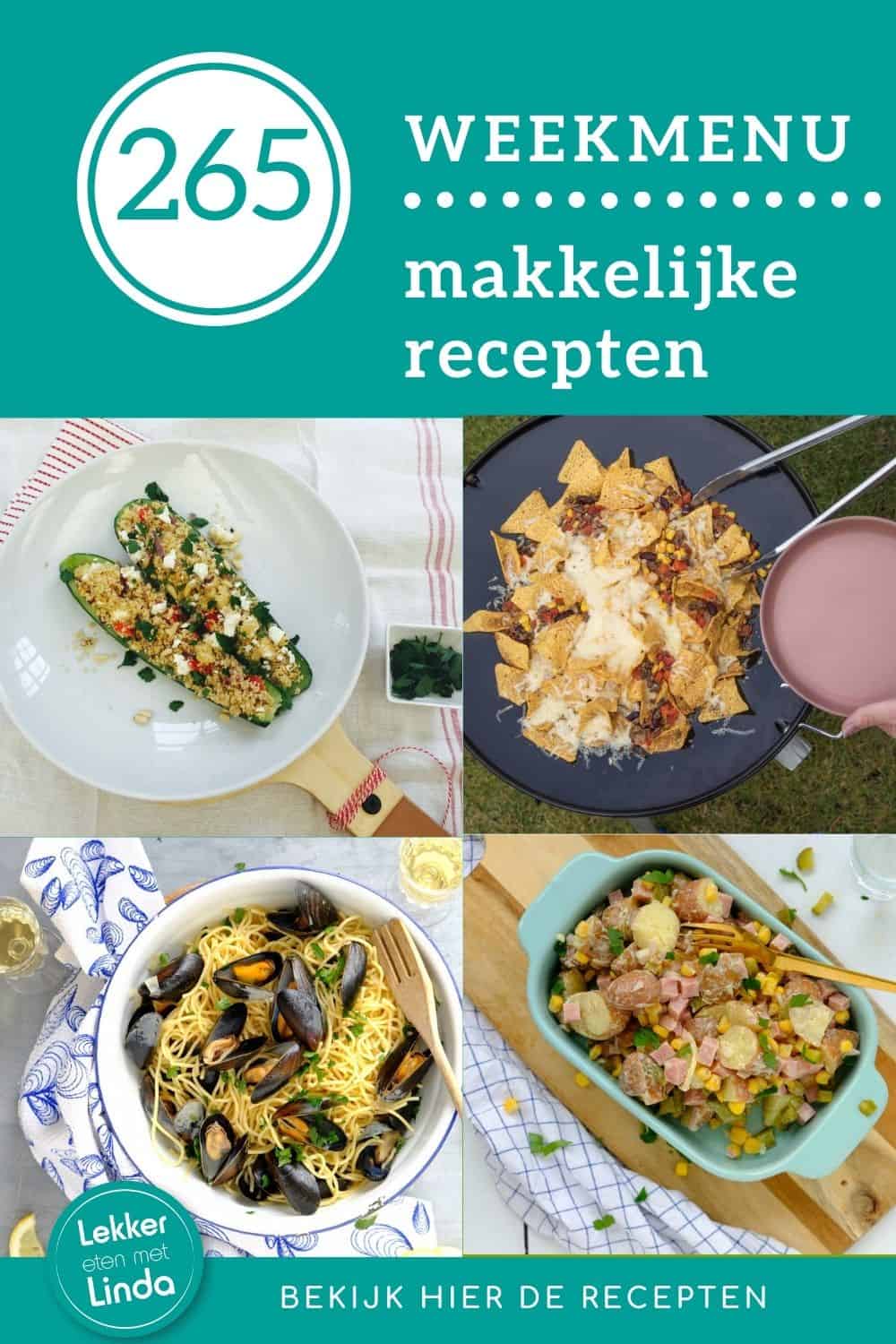 Weekmenu recepten voor het avondeten