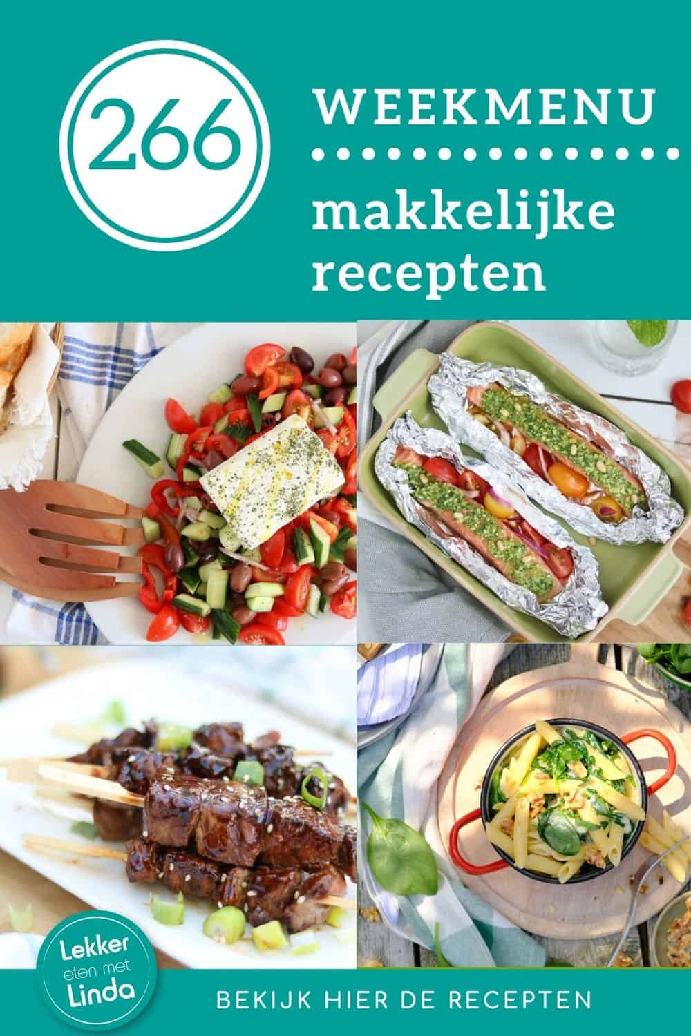 Weekmenu recepten voor het avondeten