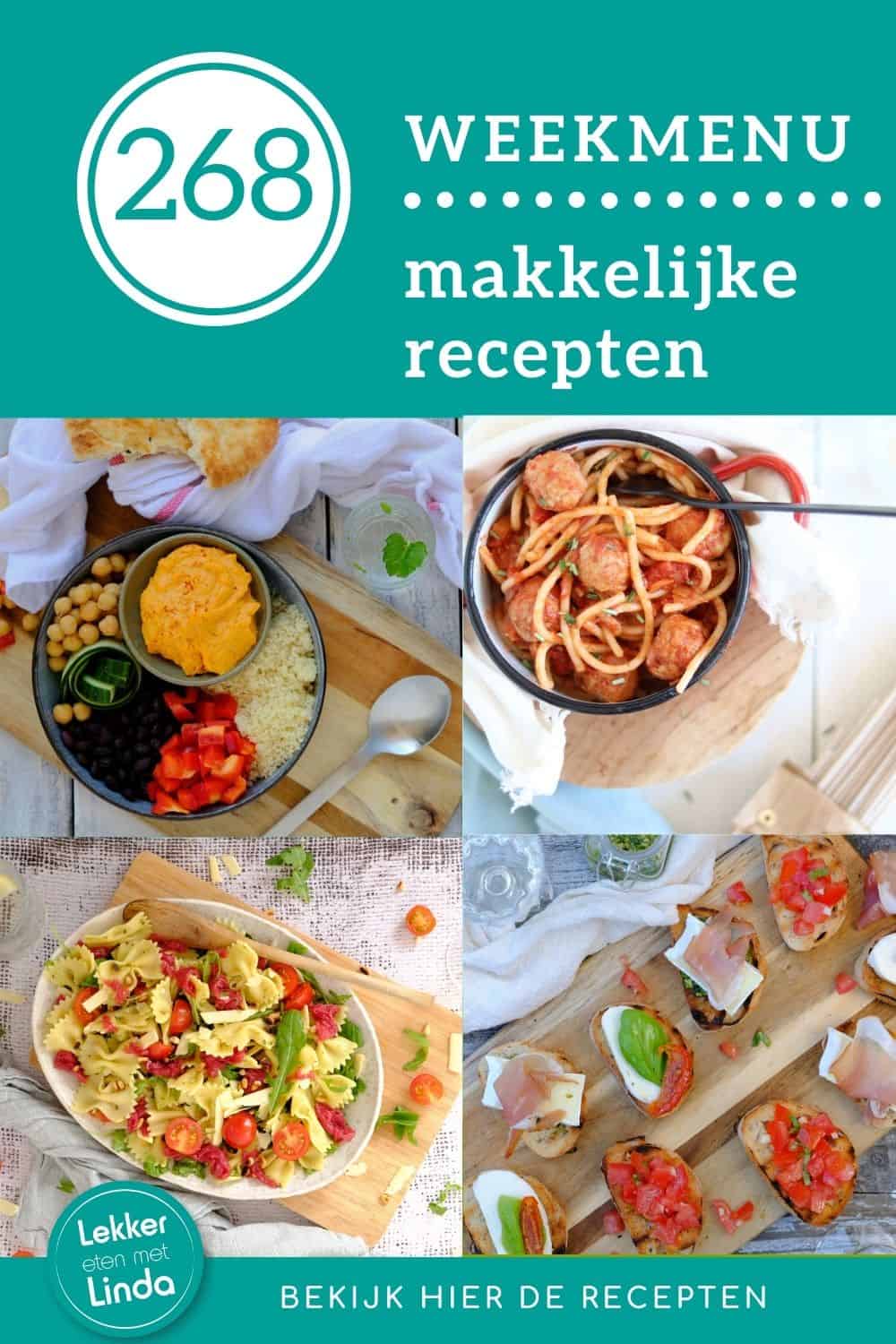 Weekmenu makkelijke recepten voor het avondeten