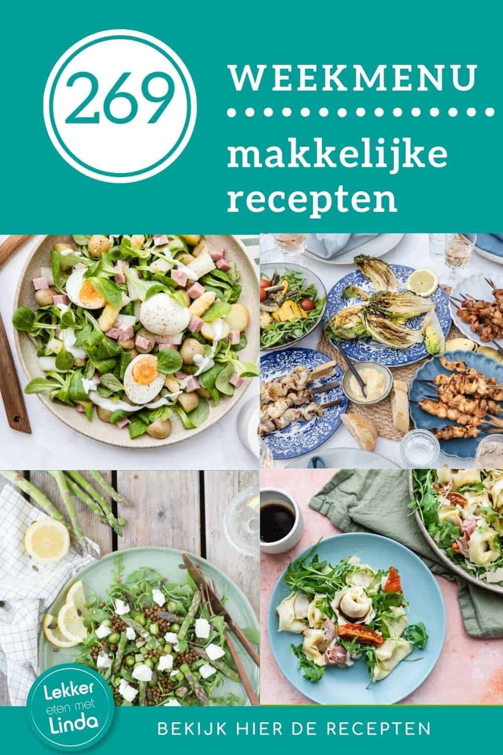Weekmenu recepten voor het avondeten