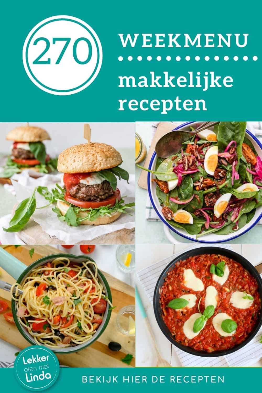 Weekmenu recepten voor het avondeten