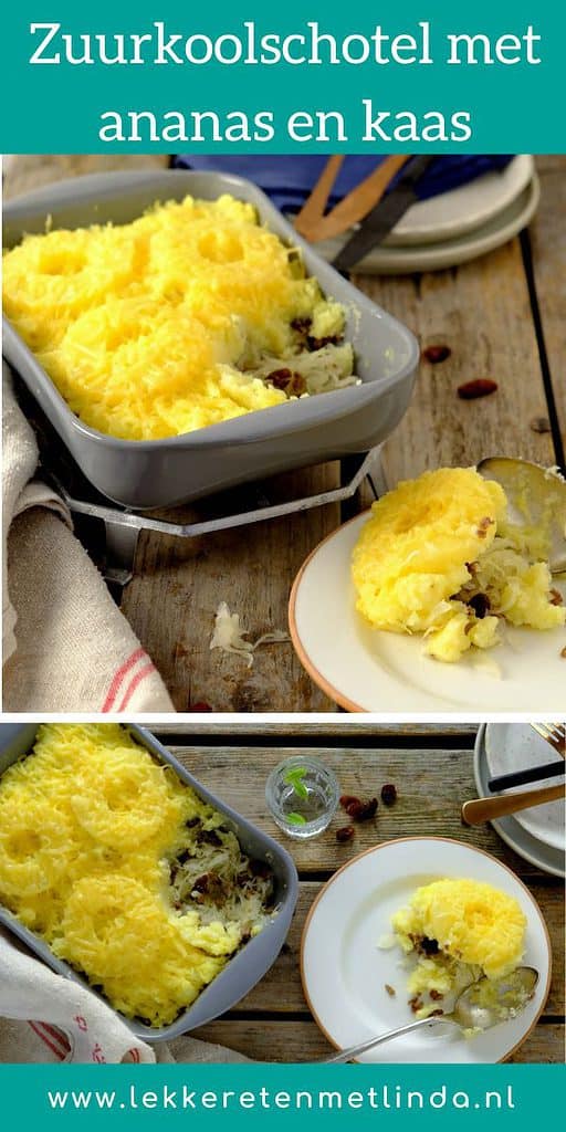 Zuurkoolschotel met ananas en kaas