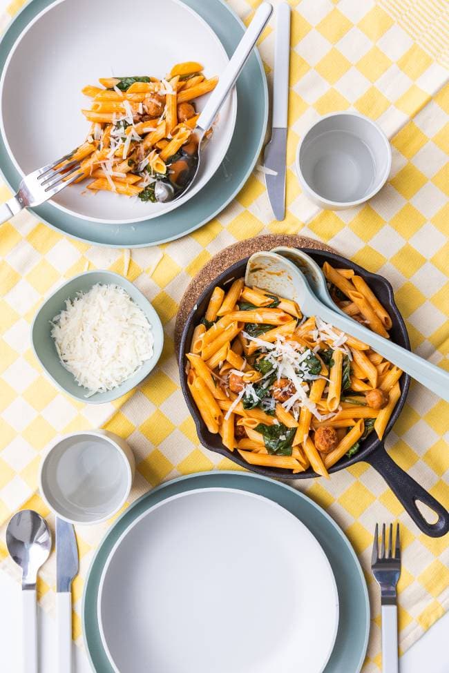 Pasta met spinazie