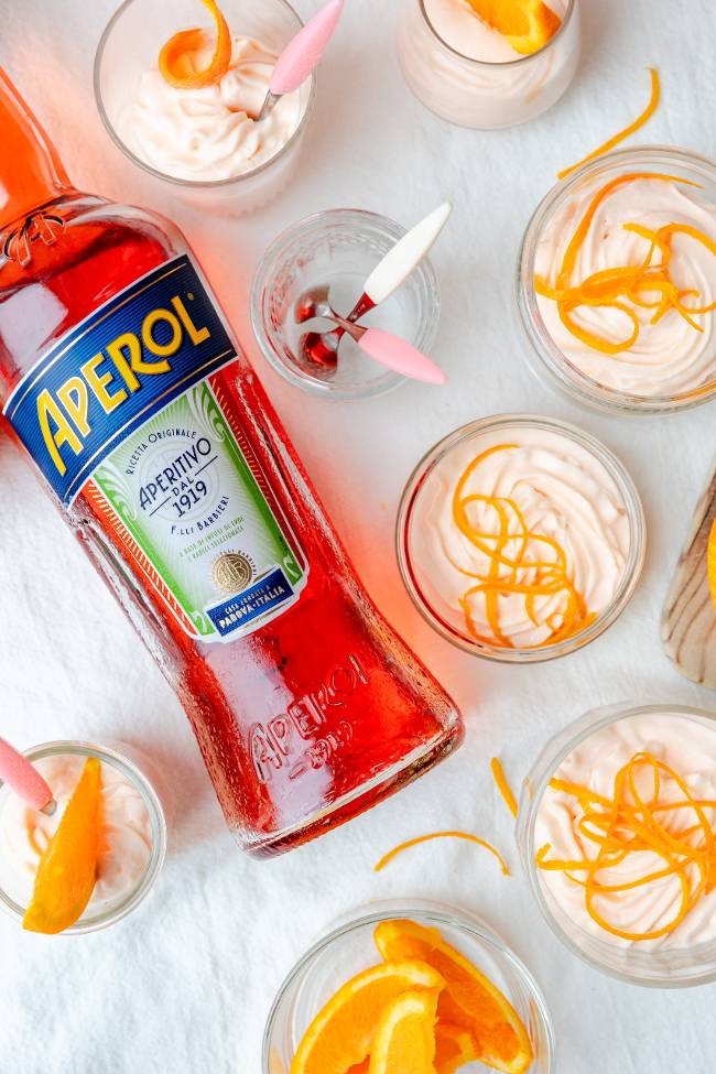 Aperol mousse, makkelijk dessert voor een grote groep