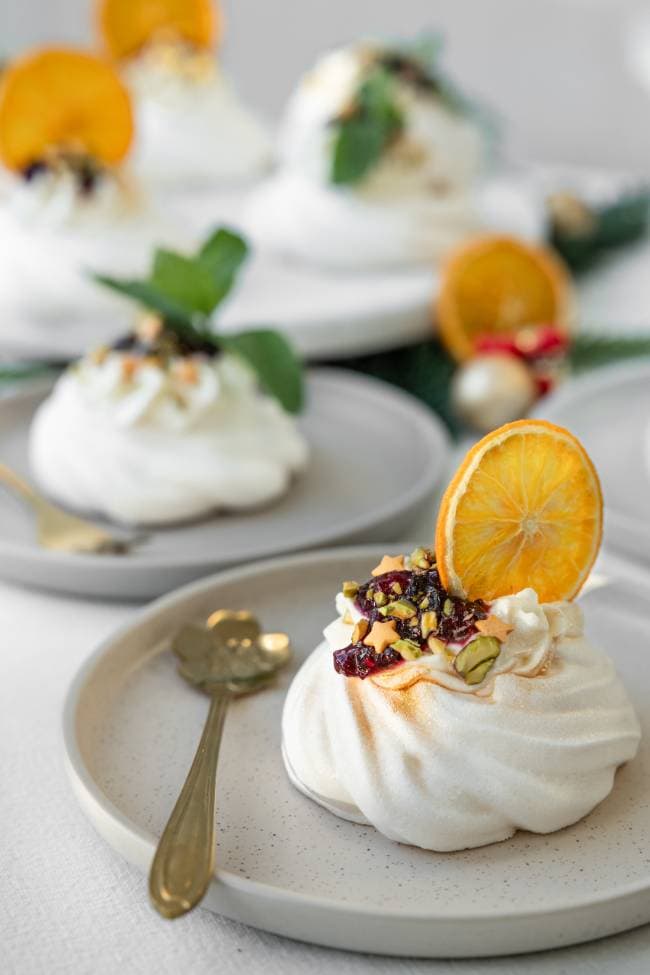 Mini pavlova's, dessert voor grote groepen