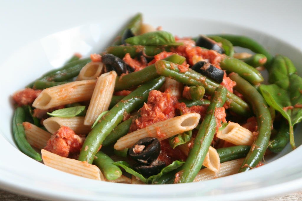 Pasta met tonijn en sperziebonen