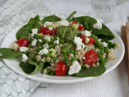 ronde rijst met pesto