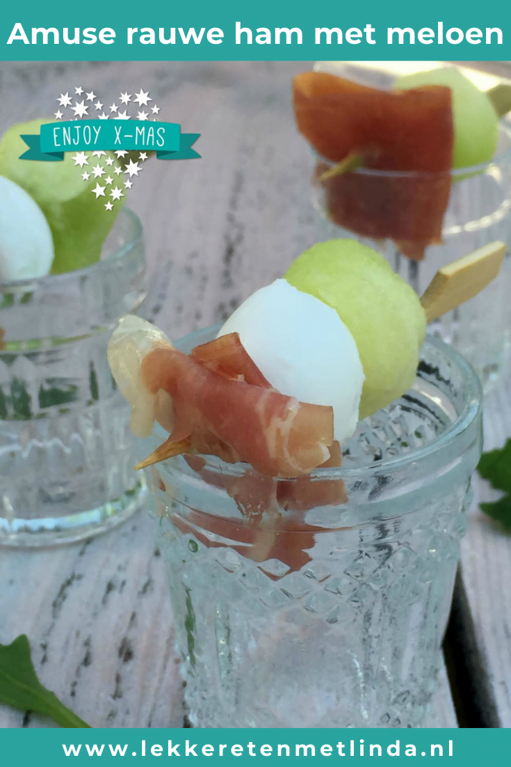 Amuse met ham en meloen