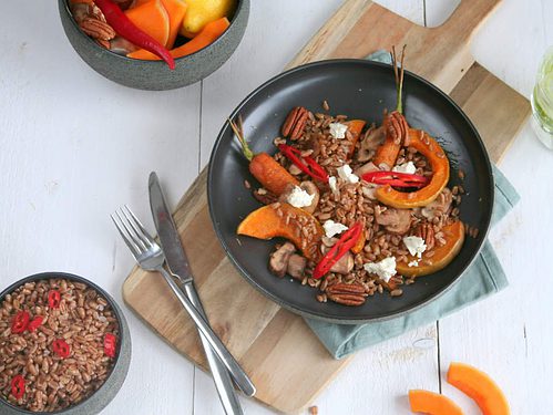 spelt salade met pompoen