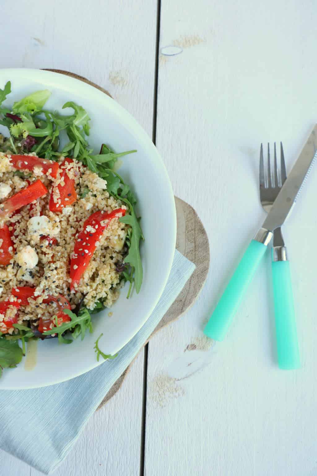 Bulgur salade met geroosterde paprika