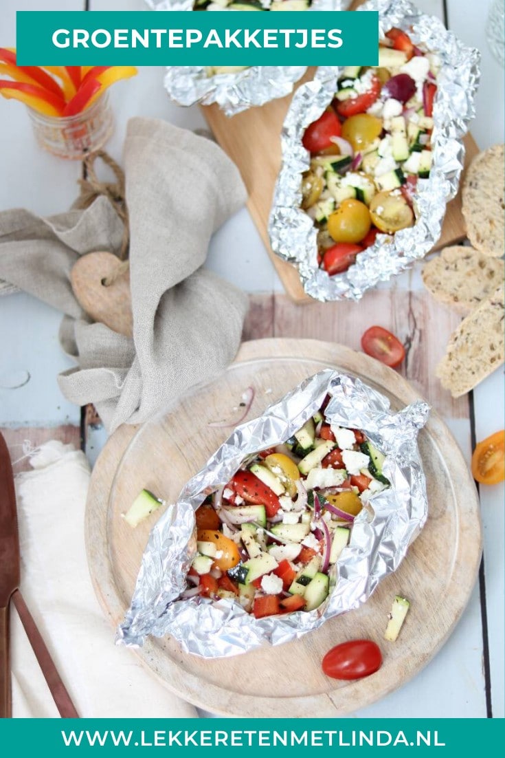 Groentepakketjes met feta van de bbq