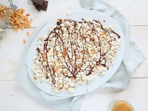 chocolade popcorn met pindakaas