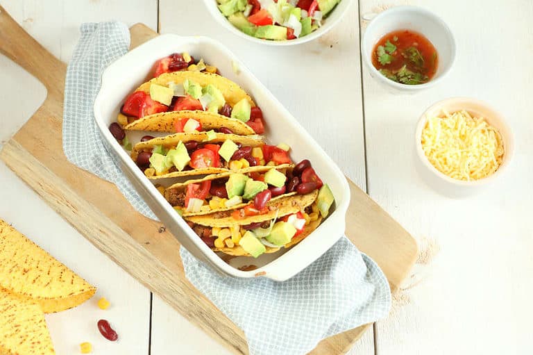 taco's met gehakt en tomatensalsa