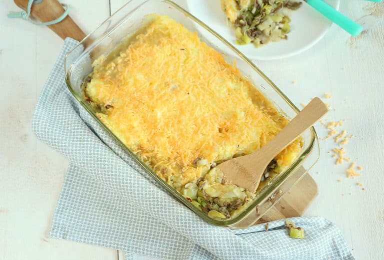 Prei ovenschotel met gehakt