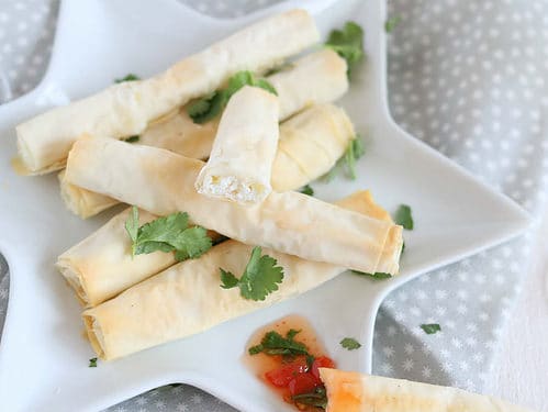 Filodeegrolletjes met geitenkaas