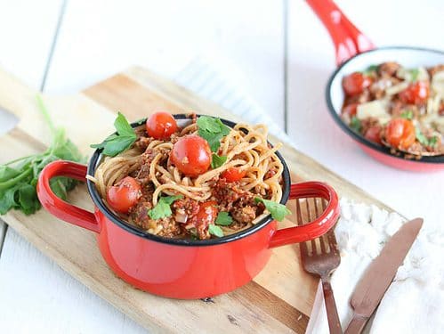 Spaghetti met champignonsaus