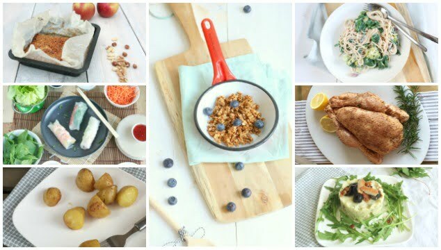 Weekmenu 11 makkelijke recepten met een eenpans spaghetti, een rucola kip, gebraden kip en krieltjes uit de oven. Check de blog voor het gehele weekmenu.