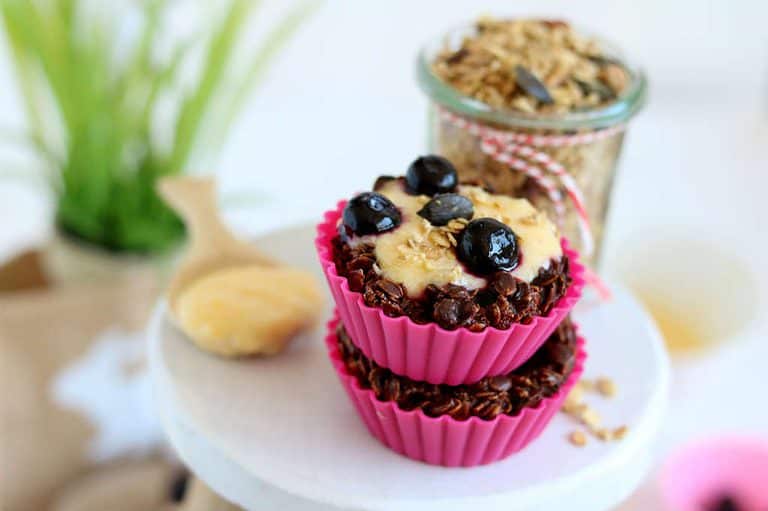 Chocolade nestjes met mango yoghurt