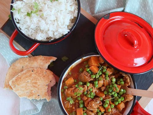 kip curry met zoete aardappel