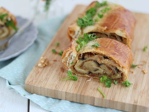 Aubergine wellington een vegetarisch hoofdgerecht of bijgerecht