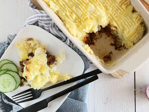 ovenschotel met bloemkool, gehakt en milde curry