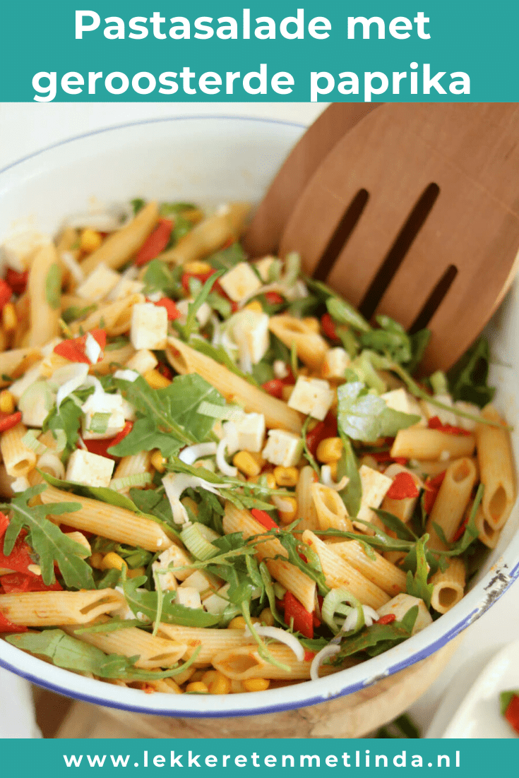 Pasta salade met geroosterde paprika