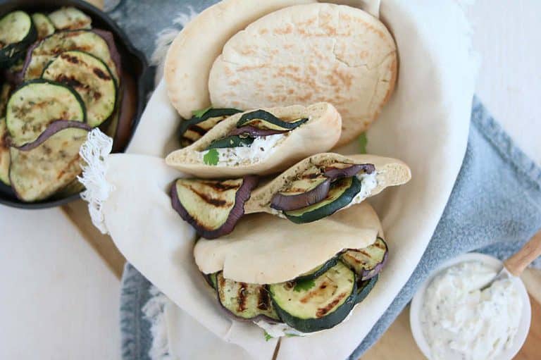 Pita met feta spread en gegrilde groente