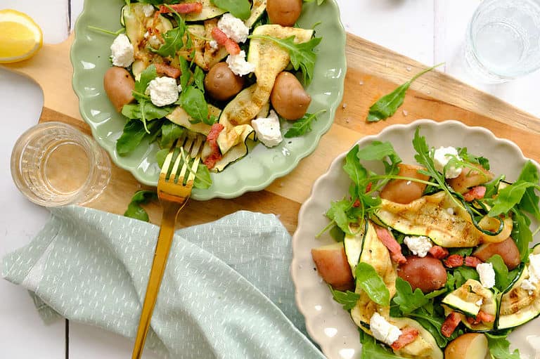 Geitenkaas salade met gegrilde courgette